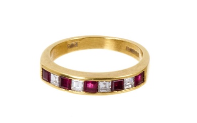 Ruby and diamond eternity ring in 18ct gold setting