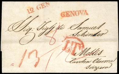 SARDEGNA-SVIZZERA 1839 - Lettera prefilatelica da Genova 1271/1839 a Mollis,...