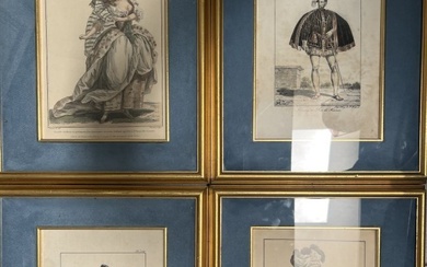SET OF 4 VINTAGE FRENCH ETCHINGS