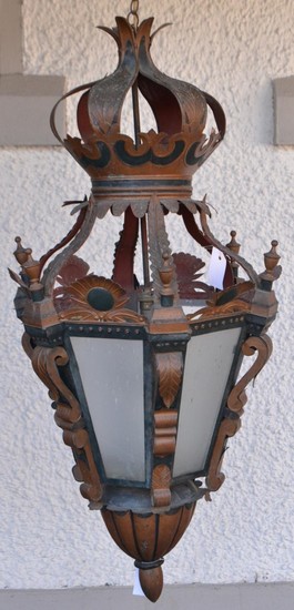 STUNNING!! Vintage TOLEWARE very large lantern electrified w...