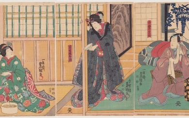 Scene from the kabuki play 'Sekai no hana oguri gaiden' 世界花小栗外伝 - 1851 - Utagawa Kunisada (1785-1865) - Japan - Edo Period (1600-1868)