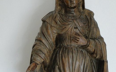 Sculpture, Große Madonna mit Putten, Neapel, Barock - 77 cm - Wood