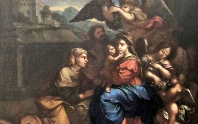 Scuola napoletana (XVIII) - Sacra famiglia con Sant'Anna e angeli