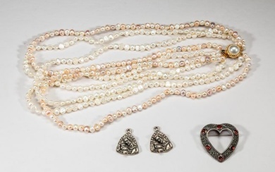 Sea Pearl Necklace & Silver Pendants