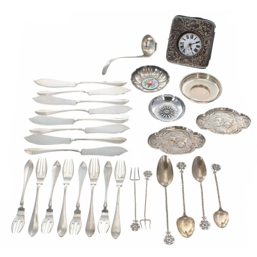 Selected silver, white metal and plated items, including sma...
