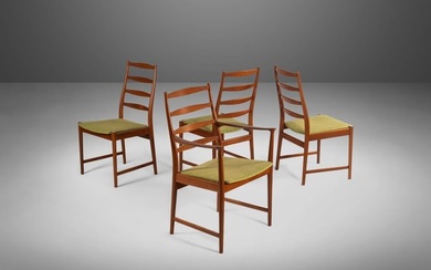 Set of 4 Mid Century Danish Modern Contoured Ladder Back Dining Chairs in Teak by Torbjorn Afdal for