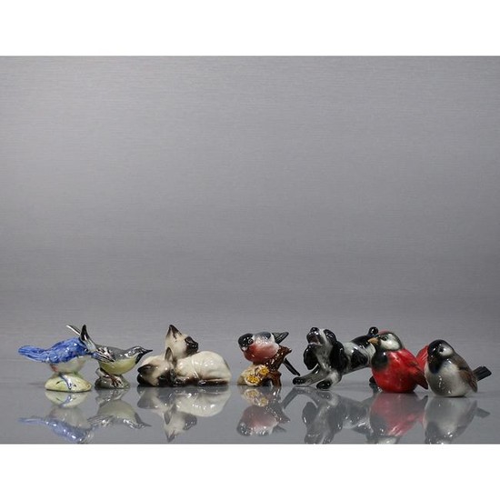 Seven [7] Assorted Porcelain Animals: Birds Cat Dog
