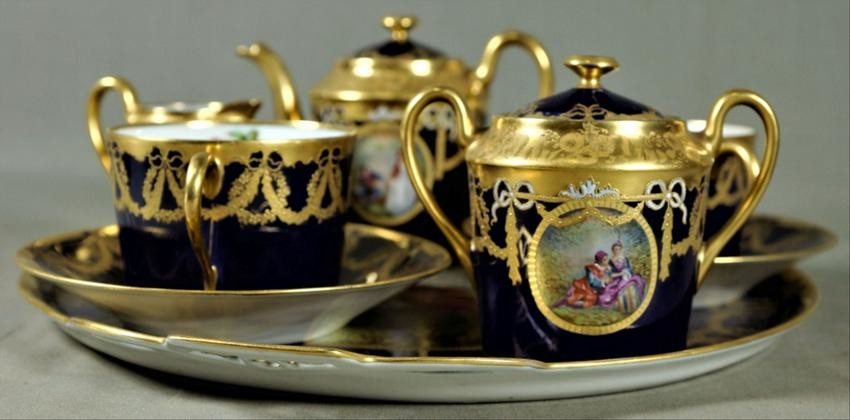 Sevres Cobalt And Gilt Porcelain Tea Set