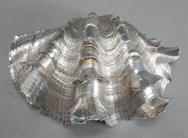 Silver Mounted Shell Dish, W: 6 in