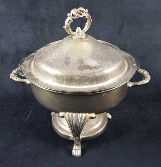Silver Plated Footed Serving Dish with Lid