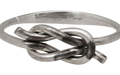 Silver twisted love knot bangle by Hans Hansen