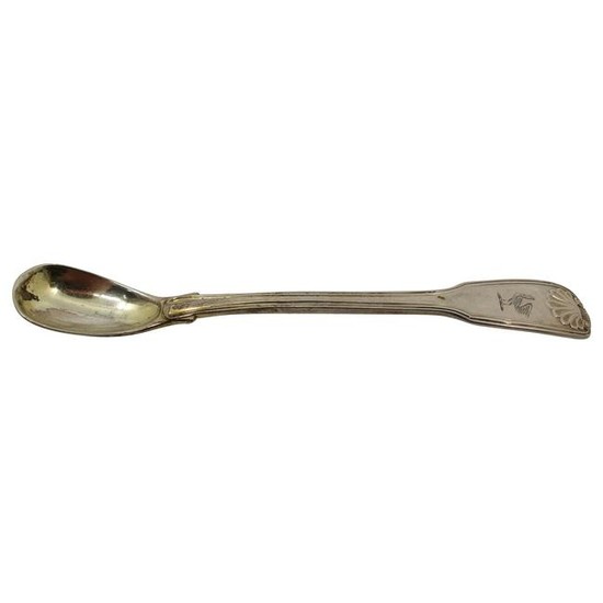 Solid Silver Crested Mustard Spoon by William Chawner