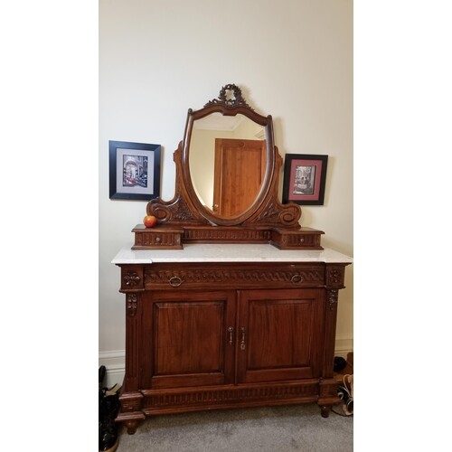 Star Lot : A large Victorian style dressing room cabinet wit...