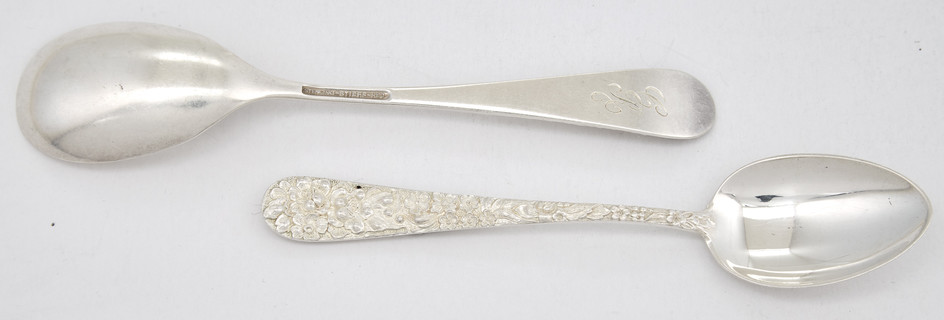 Steiff Sterling Silver Floral Repoussé Flatware Service; Together with an S. Kirk & Son Sterling Silver Serving Spoon