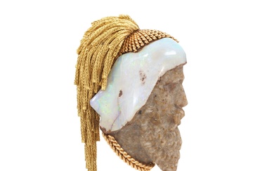 Sterlé Gold and boulder opal brooch 'Le Guerrier', 1970s