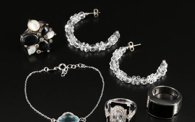 Sterling Assortment Featuring Rings, Earrings and Bracelet