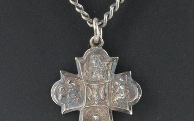 Sterling Catholic Cross On Curb Chain