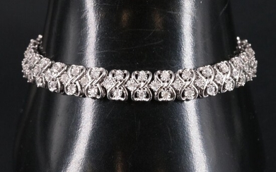 Sterling Diamond Double Heart Bracelet