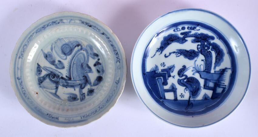 TWO 18TH/19TH CENTURY BLUE AND WHITE DISHES possibly