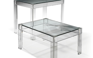TWO ACRYLIC AND GLASS OCCASIONAL TABLES, MODERN, POSSIBLY MADE BY QUADRANT 4