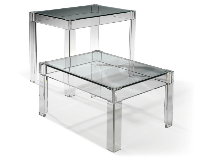TWO ACRYLIC AND GLASS OCCASIONAL TABLES, MODERN, POSSIBLY MADE BY QUADRANT 4