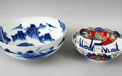 TWO JAPANESE MEIJI / TAISHO PERIOD BLUE & WHITE / IMARI