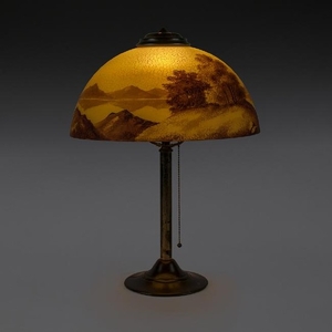 Table Lamp with Painted Glass Shade