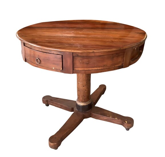 Tavolo da gioco rotondo in legno di noce