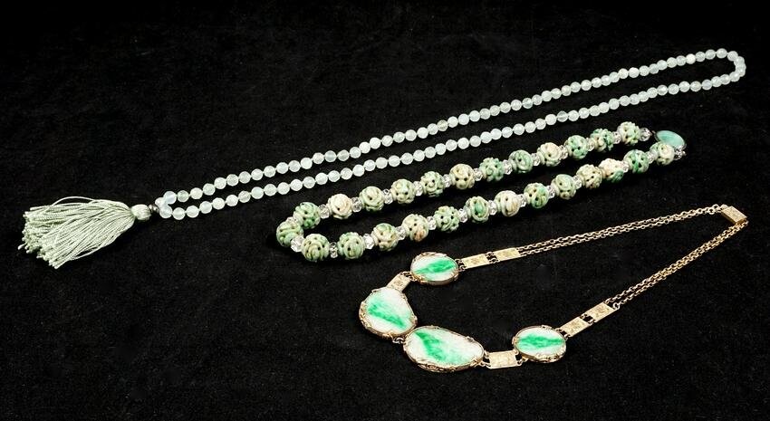 Three Antique Chinese Jade Necklaces