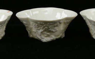 Three Blanc de Chine Wine Cups, China, Qing Dynasty