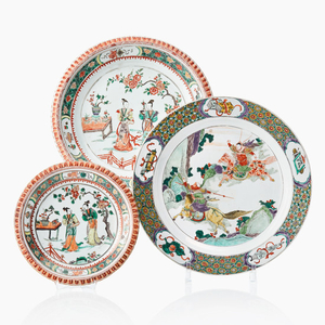 Three Chinese famille verte dishes