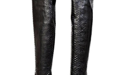 Tom Ford Black Anaconda Over the Knee Boots