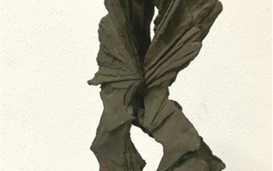 Toni Fabris "Contrasti" 1964 scultura in bronzo su base in legno h scultura cm 4