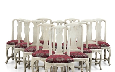 Twelve matched Swedish Rococo chairs, 18th century.