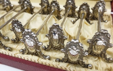 Twelve silver knife holders, shelves, LXVI model, De Bist - .800 silver - Belgium - Early 20th century