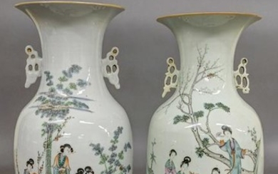 Two Chinese Famile Rose Vases