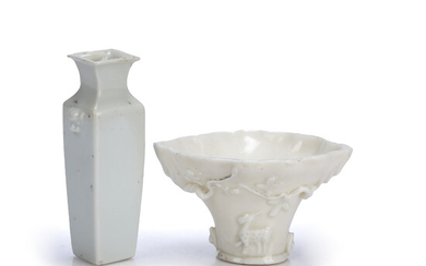 Two Chinese blanc de chine porcelain