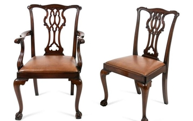 Two George III Style Carved Mahogany Chairs Height of