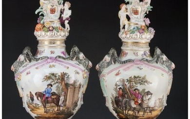 Two Large Thieme Potschappel Dresden Porcelain E