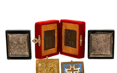 Two Miniature Silver Icons, with others.