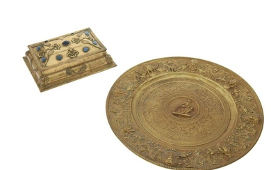 Two gilt-metal table items