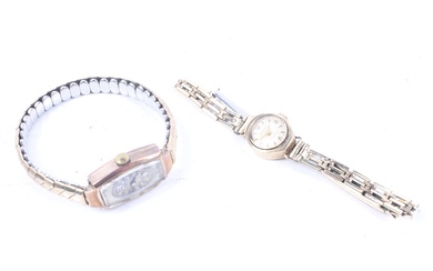 Two lady's 9ct gold cased wristwatches.