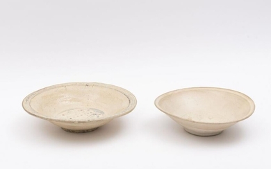 Two large antique Asian pottery bowls Diameter: 11