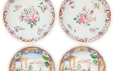 Two pairs of Chinese famille rose saucers Qing dynasty, 18th century One...
