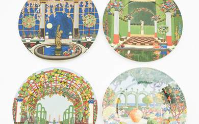 VILLEROY & BOCH. a set of 8 “Jardins Français” envelope plates, 4 different designs, end of 20th century.