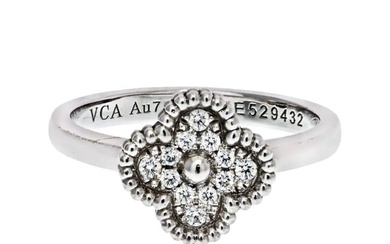 Van Cleef & Arpels 18K White Gold Sweet Alhambra Diamond Size 47 Ring