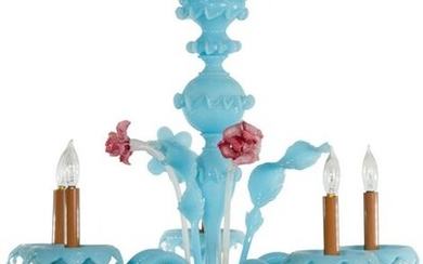 Venetian Blue Milk Glass Chandelier