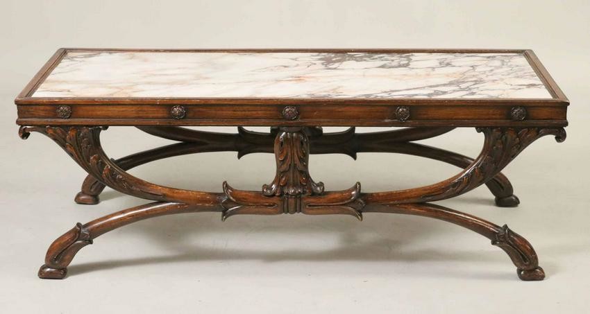 Victorian Mahogany Marble Top Low Table