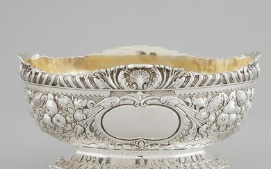 Victorian Silver Repoussé Oval Footed Bowl, Atkin