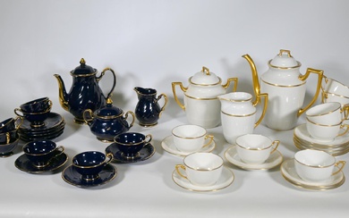 Vignaud à Limoges, partie de service à thé en porcelaine blanche et doré comprenant: .(x10)...